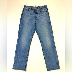 Levis Wedgie Straight Womens Jeans 25in Tango Hustle Raw Hem Normcore Denim